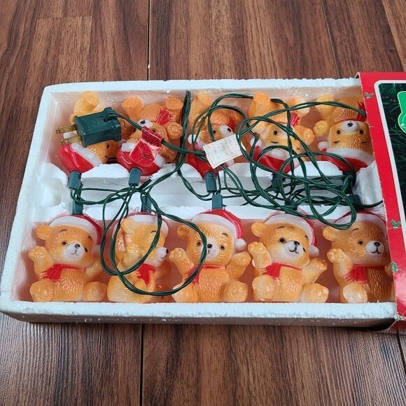 Vintage Christmas Bear String Light In Original Box Unused Still Work! 1987 - Picture 5 of 6